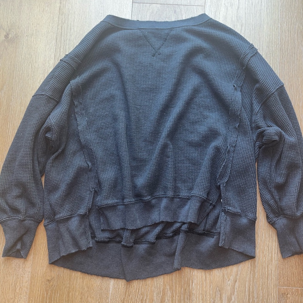 American Eagle Grey Big Hug Waffle Crewneck Sweatshirt  XS